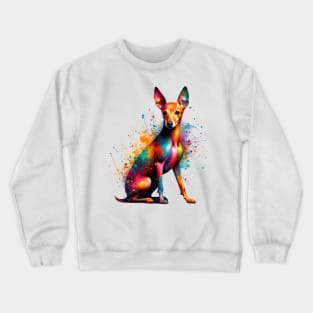 Vibrant Cirneco dell'Etna in Colorful Splash Art Crewneck Sweatshirt